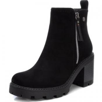 Botín de Tacón Medio para Mujer Refresh - Negro, con Cierre de Cremallera y Diseño Casual - Modelo 172125
