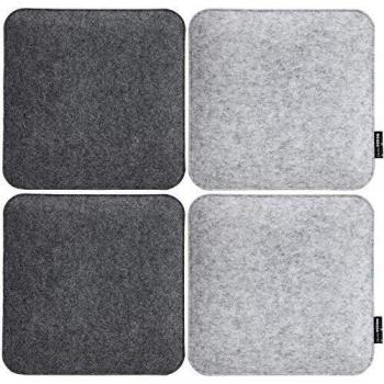 Juego de 4 Cojines de Fieltro para Sillas Cuadrados 35x35x3cm Reversibles Suaves Color Gris