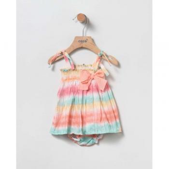 Vestido Arcoíris Bebé - Diseño Tie Dye con Braguita a Juego y Detalle de Lazo