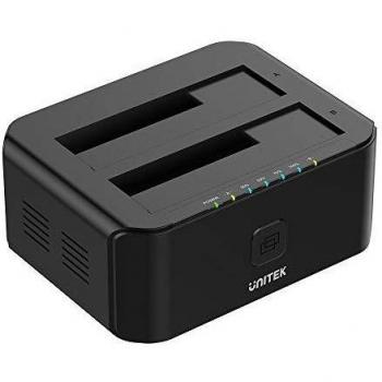 UNITEK Docking Station para 2 Discos Duros, 2,5 ó 3,5 Pulgadas HDD SSD SATA I, II, III (1,5/3/6 GB/S)