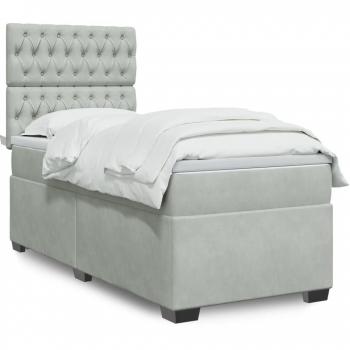 Cama box spring con colchón de muelles gris claro 100x200 cm terciopelo Vidaxl