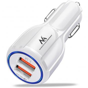Cargador de Coche Doble USB Maclean Qualcomm Quick Charge 3.0 Blanco MCE478 W - 5V/3A, 9V/1.8A, 12V/1.6A