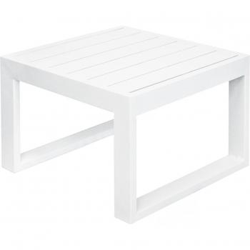 Mesa auxiliar de jardín cuadrada de aluminio blanca 45x45 cm modelo Cuba