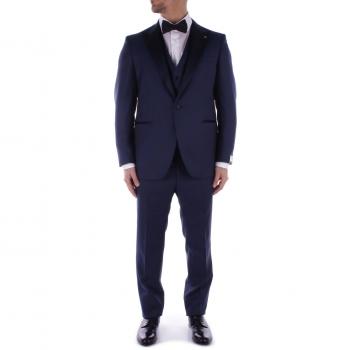 Light Blue Men's Suit with Vest by Tagliatore, Single Breasted, Size L