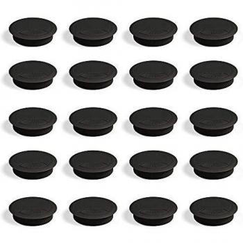EMUCA - Pasacables de Mesa Circular Ø60mm de plástico Negro, Tapa pasacables encastrable en Mesa de Oficina/Escritorio, Lote de 20