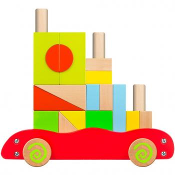WOOMAX - Carrito bloques de madera - 22 piezas