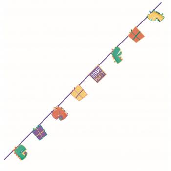 Procos- Guirnalda de Dinosaurios de Papel, Color Morado