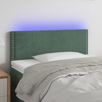 Cabecero LED de terciopelo verde oscuro 90x5x78/88 cm en cuero