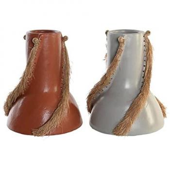 Jarrón DKD Home Decor Gris Terracota 26 x 26 x 30 cm (2 Unidades)
