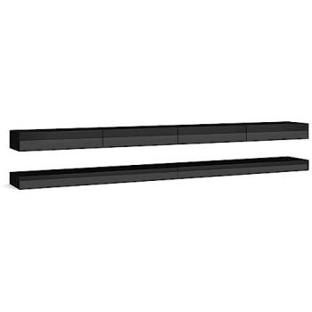 Mueble TV de pared 280 cm con 4 cajones en color negro estratificado