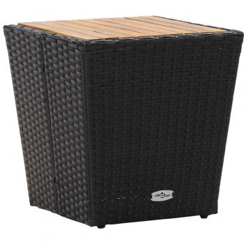 vidaXL Tea Table Black 41.5x41.5x43cm Poly Rattan and Solid Acacia Wood