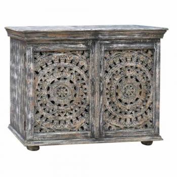 Recibidor de Madera Artesanal Gris con Amplio Espacio para Consolas 106x45x88h cm