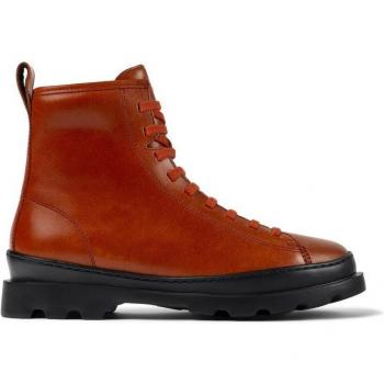 Camper Brutus Women's Red Leather Ankle Boots with Contrast Sole