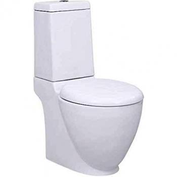 vidaXL Inodoro de Suelo con Cisterna de Cerámica Blanco Váter WC Retrete Baño