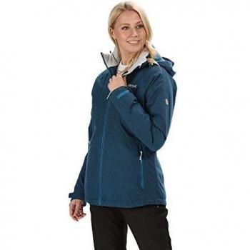 Regatta Highside Iv - Chaqueta impermeable y transpirable con capucha para mujer, Mujer, Chaquetas con aislamiento impermeable, RWP293 08L18L, azul petróleo, 46