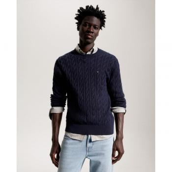 Tommy Hilfiger Classic Cable Men's Crew Jumper - Desert Sky - Size L - Male