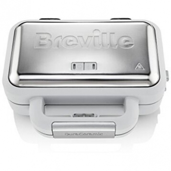 Breville Duraceramic | Sandwichera de 2 Rebanadas con Platos Desmontables y Temperatura Variable, Color Gris [VST070X]