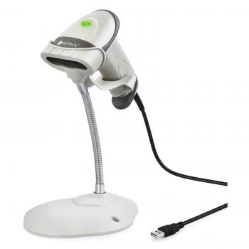 Escaner de Codigo de Barras USB Automatico Lector de Codigo de Barras de Larga Gama Alta Velocidad POS Escaner Laser Pistola con Manos Libres Soporte Ajustable Compatible con Mac WIN7 8.1 10iOS7 Linux