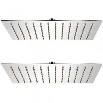 vidaXL 2x Cabezales Ducha Efecto Lluvia Acero Inoxidable 30x20cm Cuarto Baño