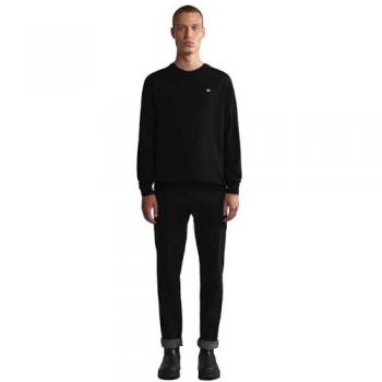 Jersey de hombre Napapijri Damavand negro con cuello redondo y logo bordado, talla S