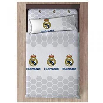 Real Madrid Referencia NI Juegos de sábanas y Fundas de Almohada Alfileres para faldón de Cama Textiles del hogar Unisex Adulto, Blanco, 090 cm