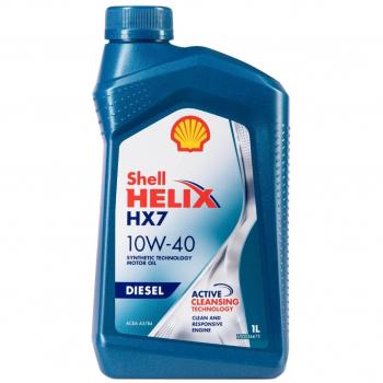 Aceite de motor SHELL Helix Diesel HX7 10W40, 1L - Aceite sintético para motores diésel, viscosidad 10W-40, compatible con sistemas de post-tratamiento, proporciona protección contra