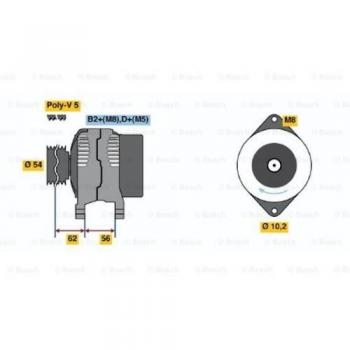 Alternador Bosch 0 986 046 150, 120 A, 14 V, Compatible con Opel y Saab