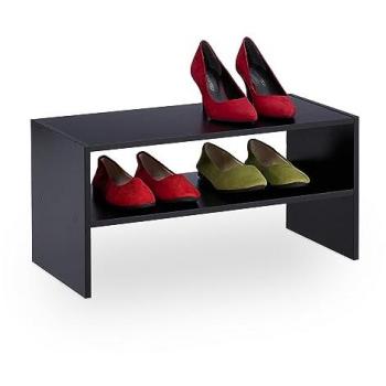 Zapatero Apilable Compacto Negro, 2 Niveles para 4 Pares de Zapatos, Dimensiones 29,5 x 60 x 29,5 cm - Relaxdays