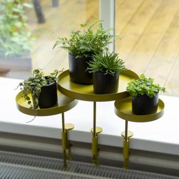 Jardinera redonda con altura regulable oro 24,6 x 24 cm