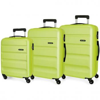 Roll Road Flex Juego de maletas Verde 55/65/75 cms Rígida ABS Cierre combinación 182L 4 Ruedas Equipaje de Mano
