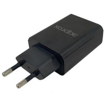Approx APPUSBWALL24B Cargador de Pared con 2 Puertos USB, Salida 5V/2.4A, Potencia Total 12W, Color Negro