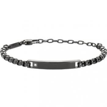 Pulsera de Hombre BREIL TAG Y CRUZ en Acero Color Plata y Negro con Zirconia - Talla 22