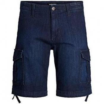 Jack & Jones Jjicharlie Jjcargo AKM 731-Pantalones Pantalones Cortos, Azul Denim, S para Hombre