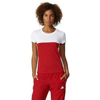 Adidas T16 Clima tee - Camiseta de Manga Corta, otoño/Invierno, Mujer, Color Rojo/Blanco, tamaño Extra-Large