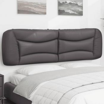 Cabecero acolchado de cama gris de 180 cm en cuero sintético Vidaxl