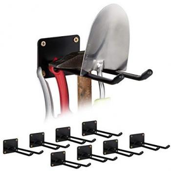 Soporte de Herramientas para Jardín de Pared, Acero Negro, 24 cm - Pack de 9