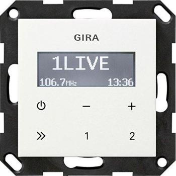 Gira UP-Radio RDS System 55 In-Wall Radio Receiver, Glossy Pure White