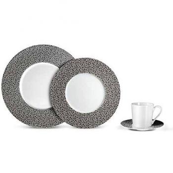 Juego de 6 platos de postre de porcelana Medard de Noblat Platine D23cm