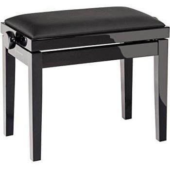 K&M 13911 Gloss Black Piano Bench with Imitation Leather Seat