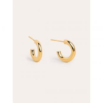 Pendientes Singularu Aro Nai Baño Oro - Elegantes Pendientes Aros en Latón con Acabado en Baño de Oro de 18 Kt y Cierre Tuerca a Presión