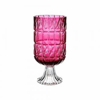 Jarrón Tallado Rosa Oscuro Cristal 13 x 26,5 x 13 cm (6 Unidades)