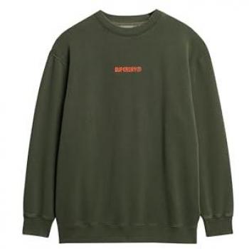 Superdry Micro Logo Graphic Loose Crew Sweatshirt Army Khaki M