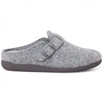 Zapatillas de casa abiertas para niños con hebilla y planta acolchada en color gris