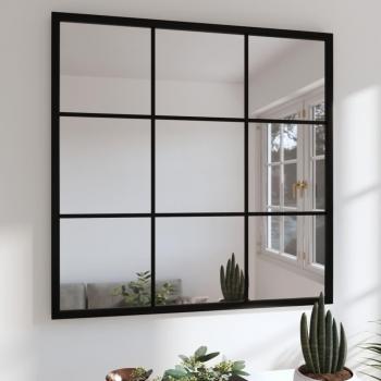 Espejo de Pared Metal Negro Tocador Maquillaje Colgante Baño 60 x 60 cm vidaXL