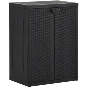 Armario de almacenamiento de jardín Dia e Noite PP rattan negro 65x45x88 cm