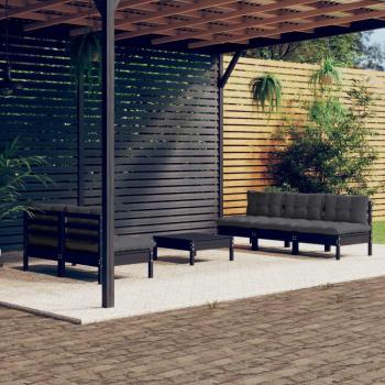 Juego de 6 sofás de jardín con cojines de madera de pino Antracita