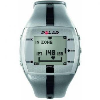 Polar FT4 - Reloj con pulsómetro e indicador de calorías consumidas para fitness y cross-training, color plata/negro