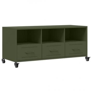 Mueble de TV de acero verde oliva 100,5x39x43,5 cm, Soporte para TV, Mueble Multimedia, Armario Auxiliar, Armario para TV