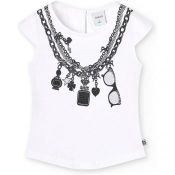 Camiseta punto elástico de niña Boboli 728445 BLANCO