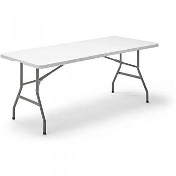 Mesa rectangular plegable multifuncional 183 x 76 x 74 cm con sistema compacto de plegado de patas y asa para su desplazamiento